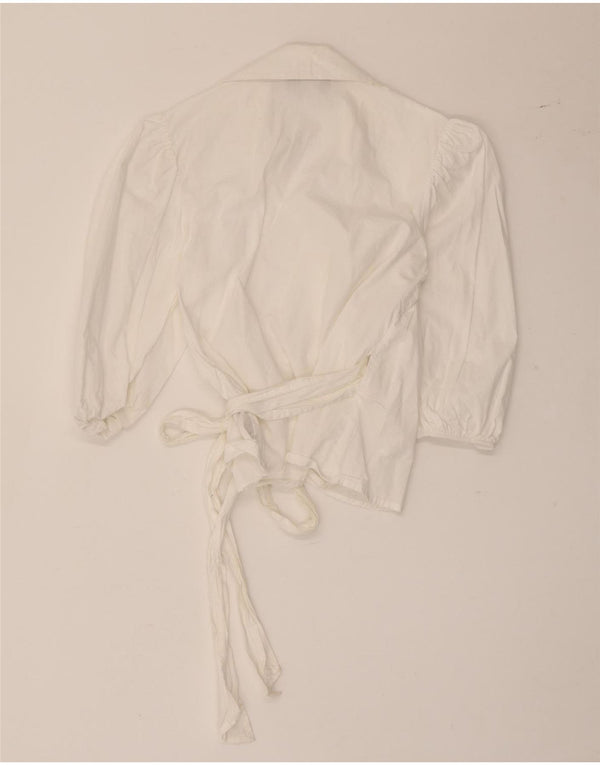 Topshop Chemisier court à manches 3/4 pour femme UK 6 XS en coton blanc
