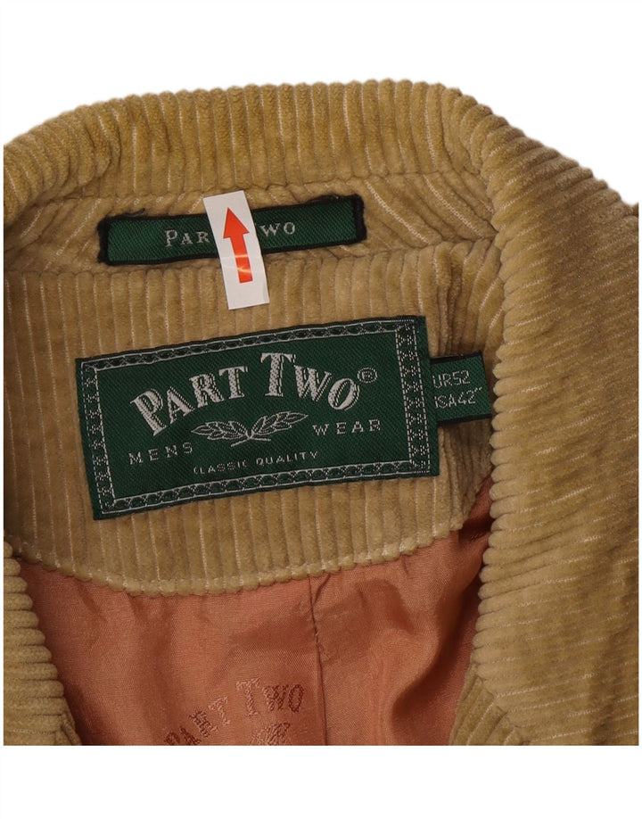 Part Two Veste blazer en velours côtelé à 3 boutons pour homme US 42 XL Coton beige