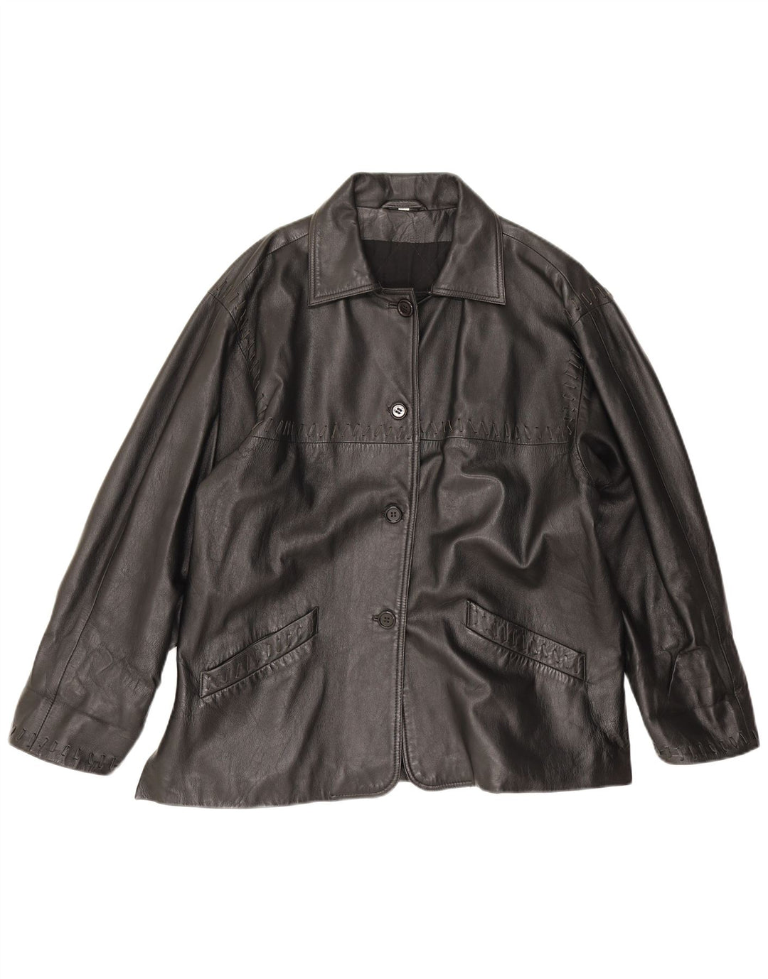 Conbipel Veste en Cuir Oversize Femme IT 44 Cuir Noir Moyen