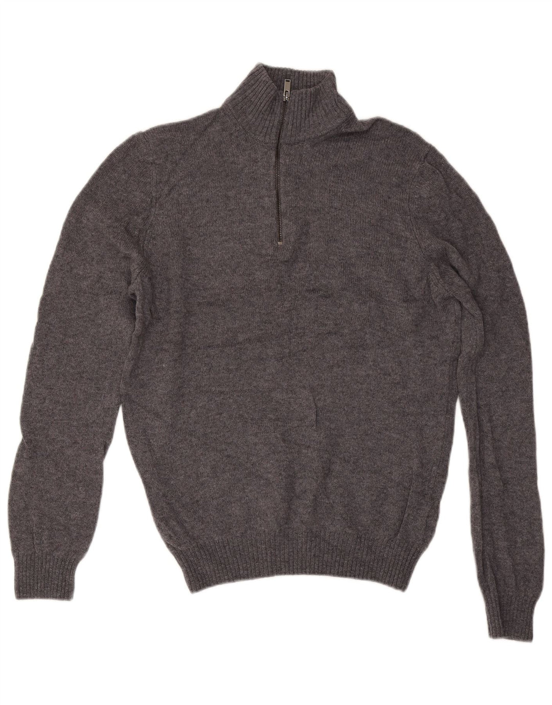 Marks & Spencer Pull Col Zippé Homme Gris Moyen Laine