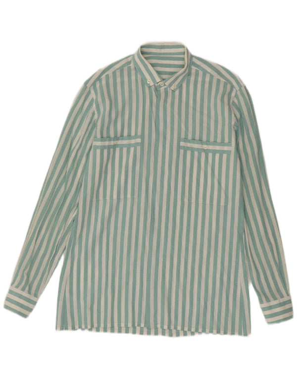 Vintage Mens Shirt Medium Green Striped