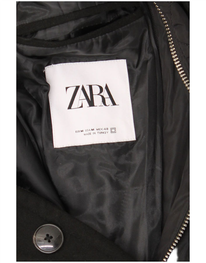 Zara Manteau Homme UK 38 Moyen Noir Polyester
