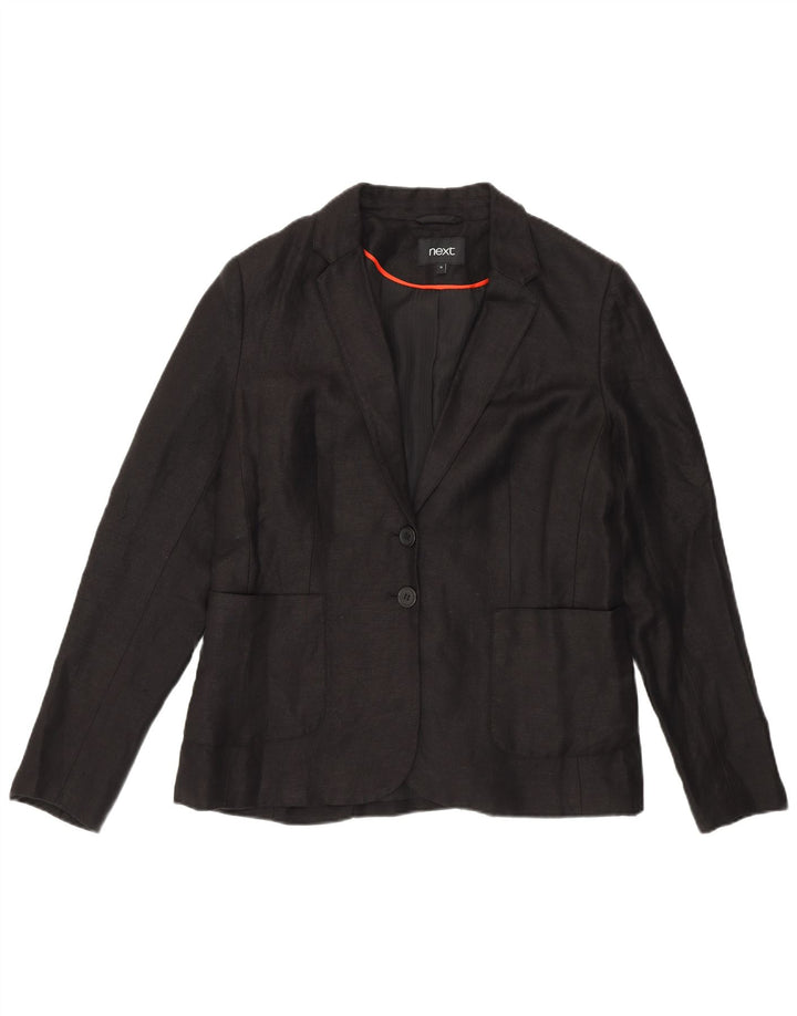 NEXT Womens 2 Button Blazer Jacket UK 16 Large Black Linen