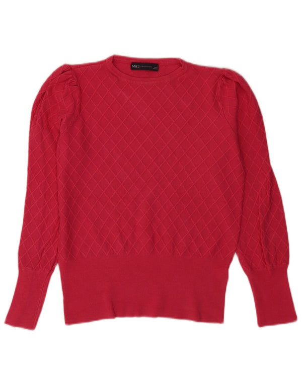 Marks & Spencer Pull à col rond coupe régulière pour femme UK 8 Small Rouge