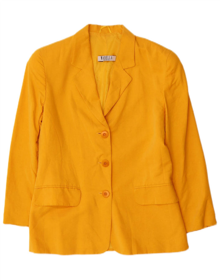 Marella Veste Blazer 3 Boutons Femme UK 10 Petite Viscose Jaune
