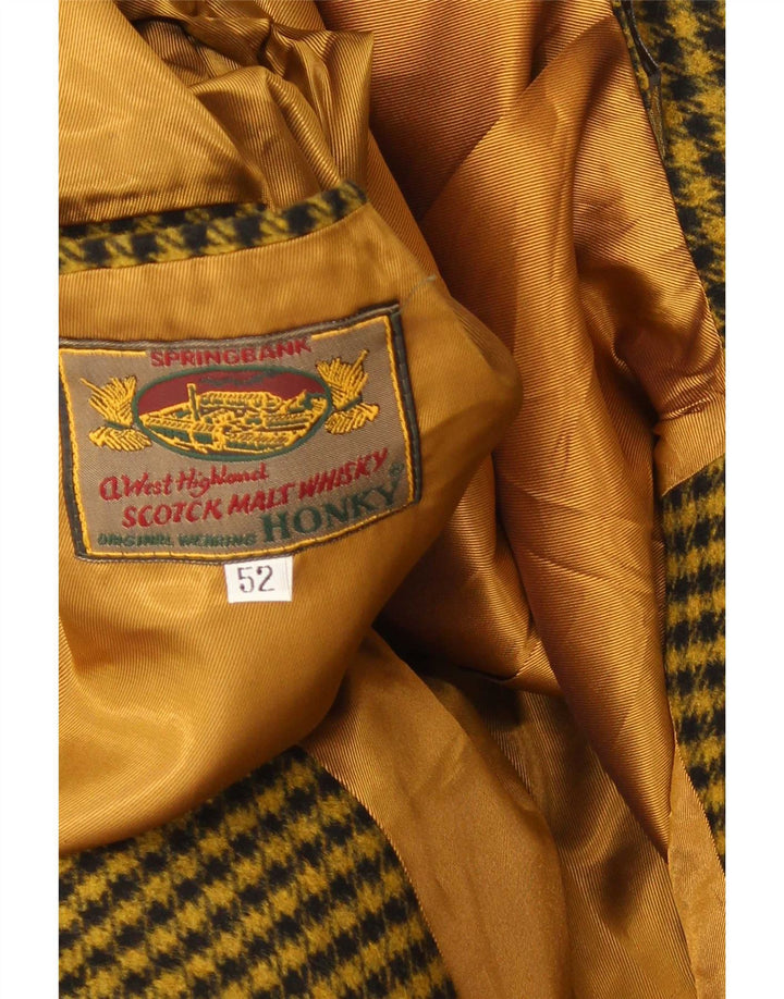 vintage Homme 2 Bouton Blazer Veste IT 52 XL Jaune Check Polyester