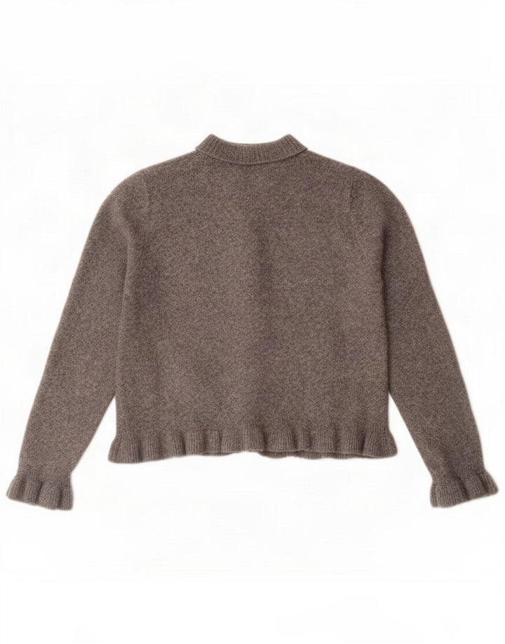 Zara Cardigan Femme Pull UK 14 Gris Moyen Polyester