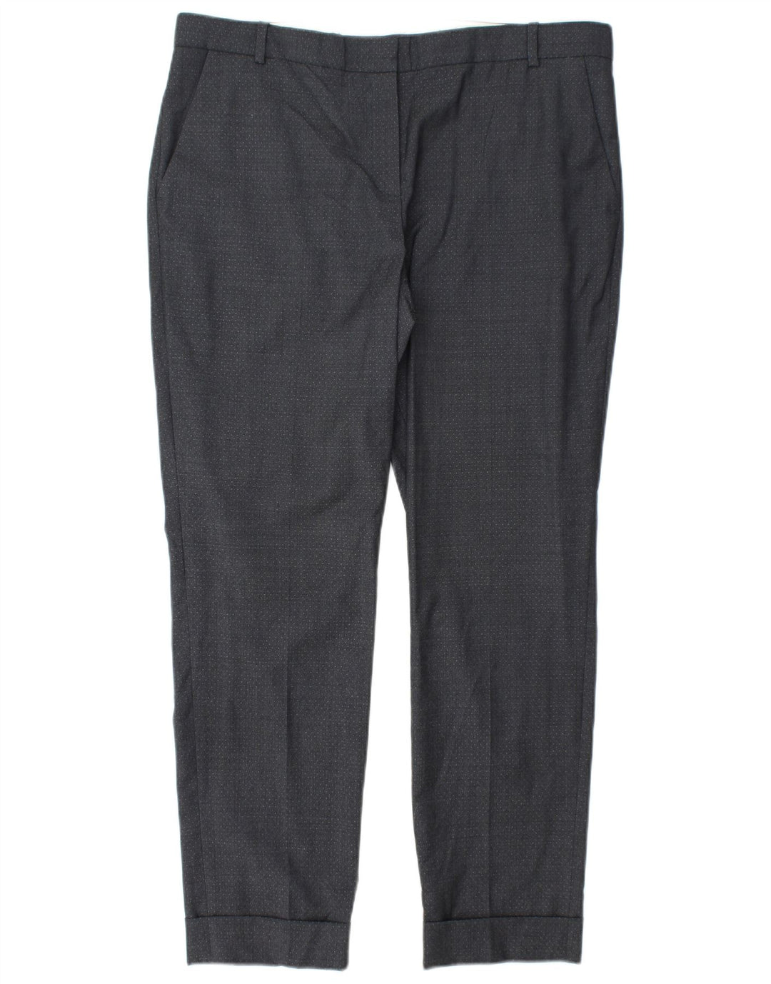 JIGSAW Pantalon Chino Droit Femme UK 14 Large W34 L28 Gris Taché