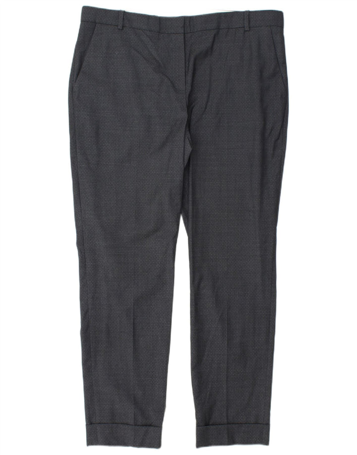 JIGSAW Pantalon Chino Droit Femme UK 14 Large W34 L28 Gris Taché