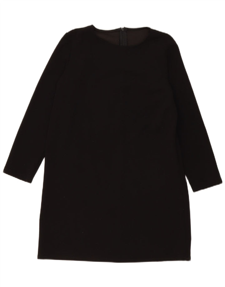 vintage Femme Manches Longues Shift Robe UK 14 Moyen Noir