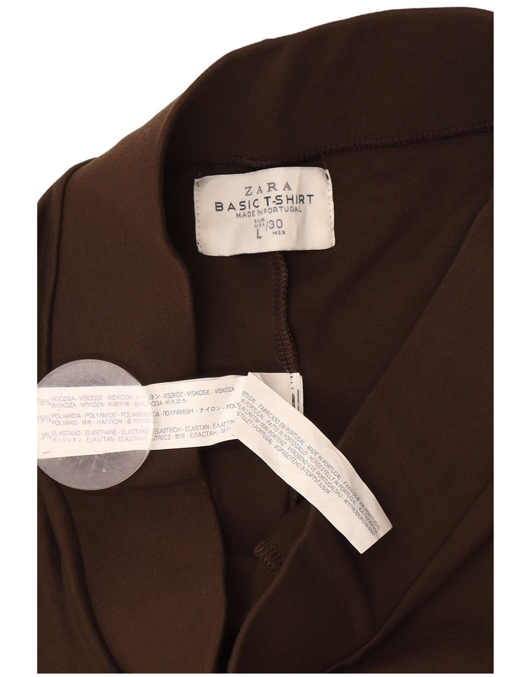 Zara Leggings Femme UK 14 Large Marron Viscose