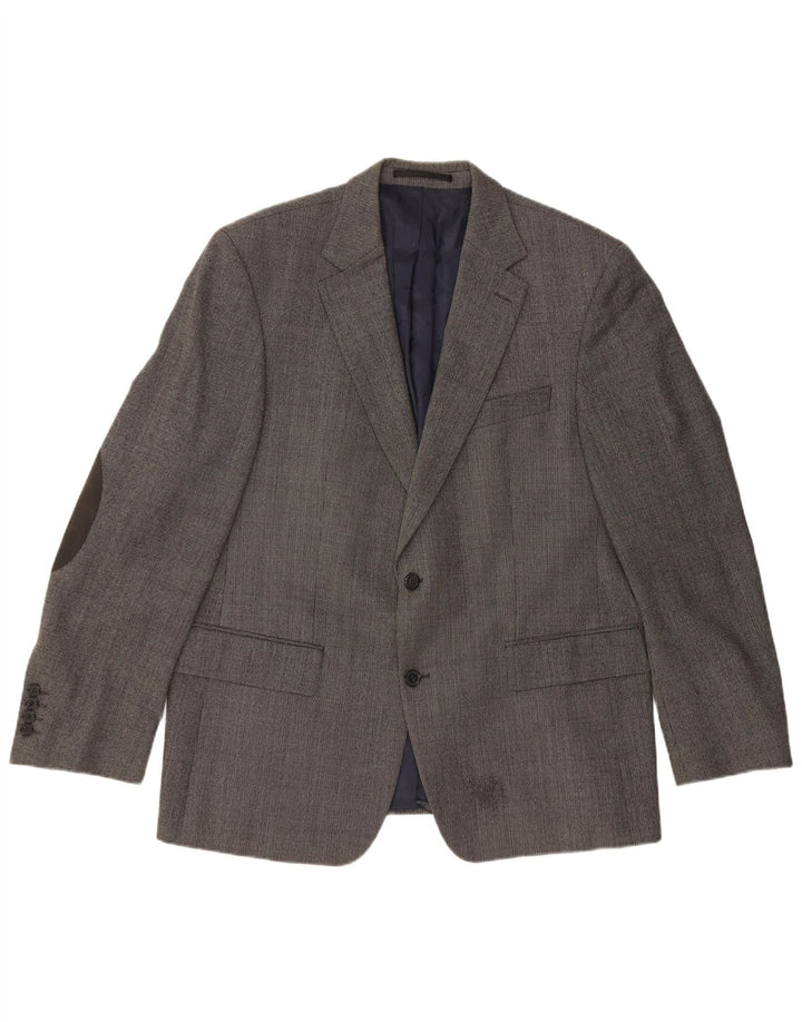 PIERRE CARDIN Veste Blazer 2 Boutons Homme UK 40 Grande Laine Vierge Grise