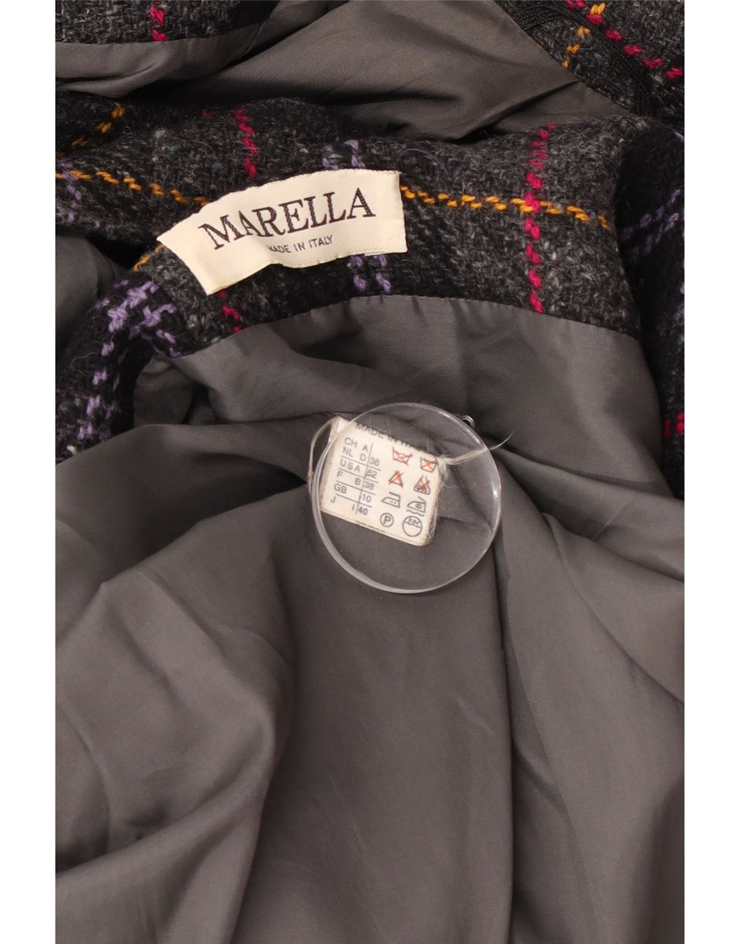 Marella Manteau surdimensionné à double boutonnage pour femme UK 10 Petit carreaux gris