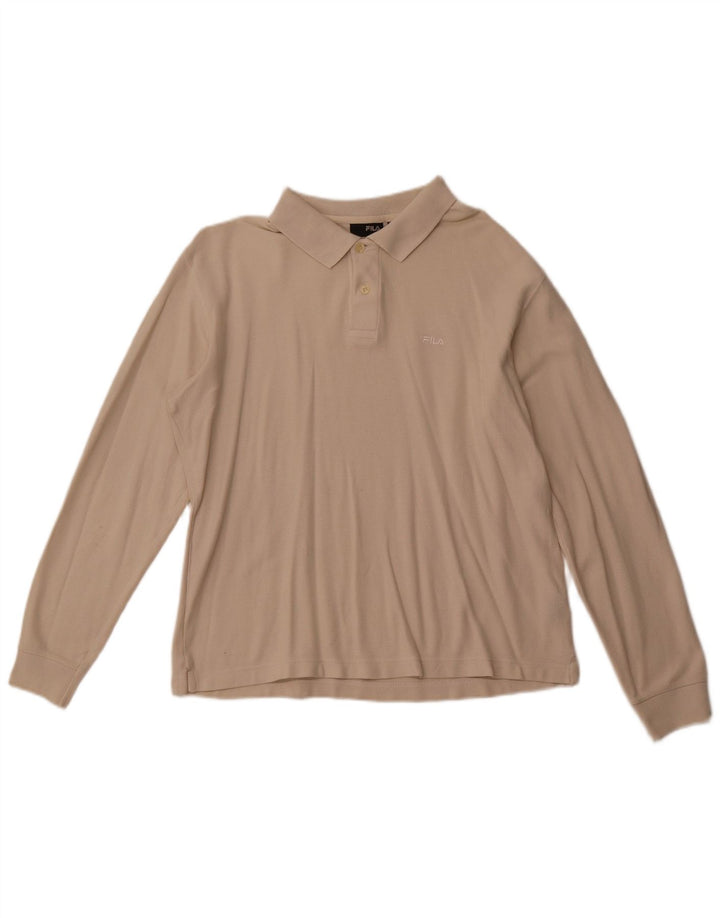 FILA Polo à Manches Longues Homme Beige Moyen