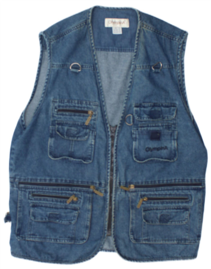 Olympia Gilet utilitaire en denim pour homme UK 38 Bleu moyen Coton