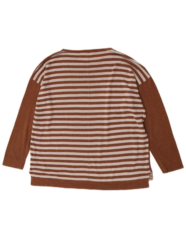 White Stuff Pull col bateau pour femme UK 20 2XL Coton rayé marron