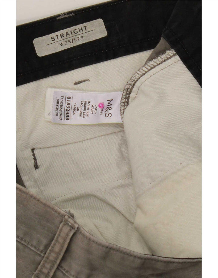 Marks & Spencer Pantalon Chino Droit Homme W38 L29 Gris Coton