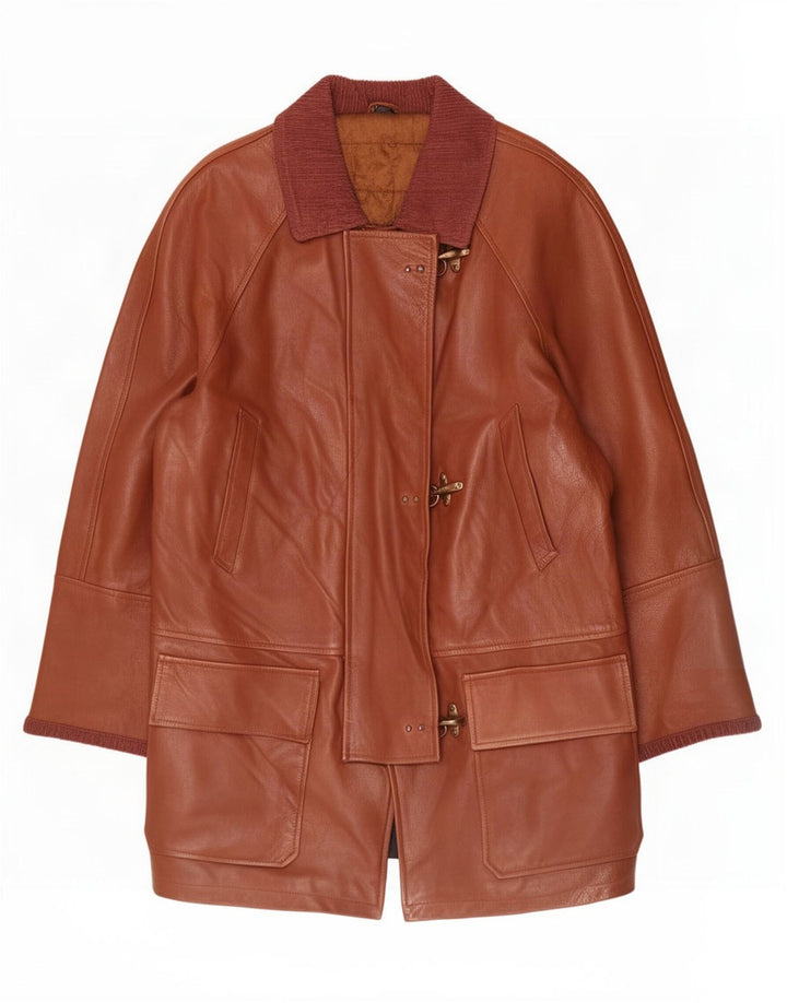 Giamax Manteau en cuir Duffle pour femme IT 50 2XL Marron