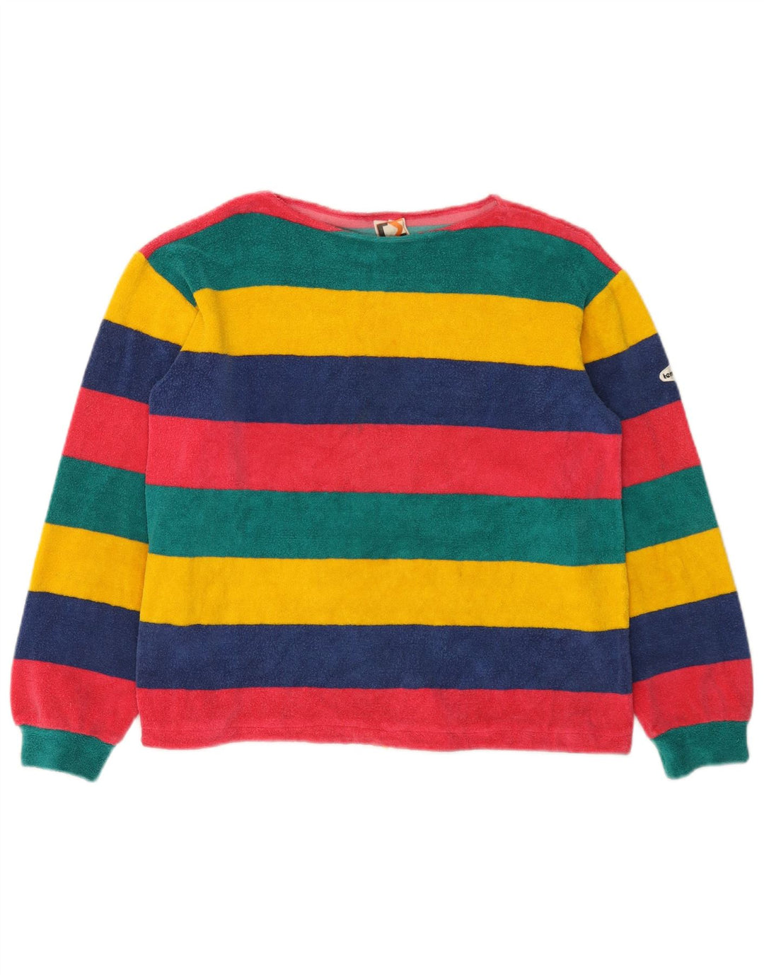 vintage Womens Fleece Jumper IT 44 Moyen Coton Rayé Multicolore