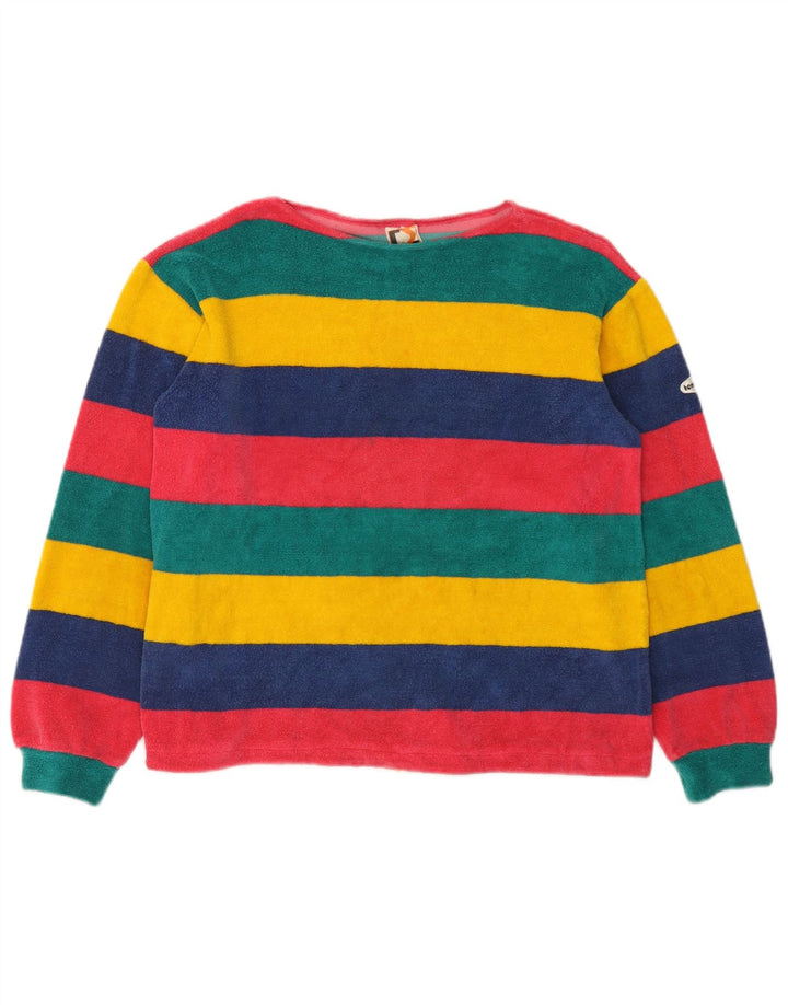 vintage Womens Fleece Jumper IT 44 Moyen Coton Rayé Multicolore