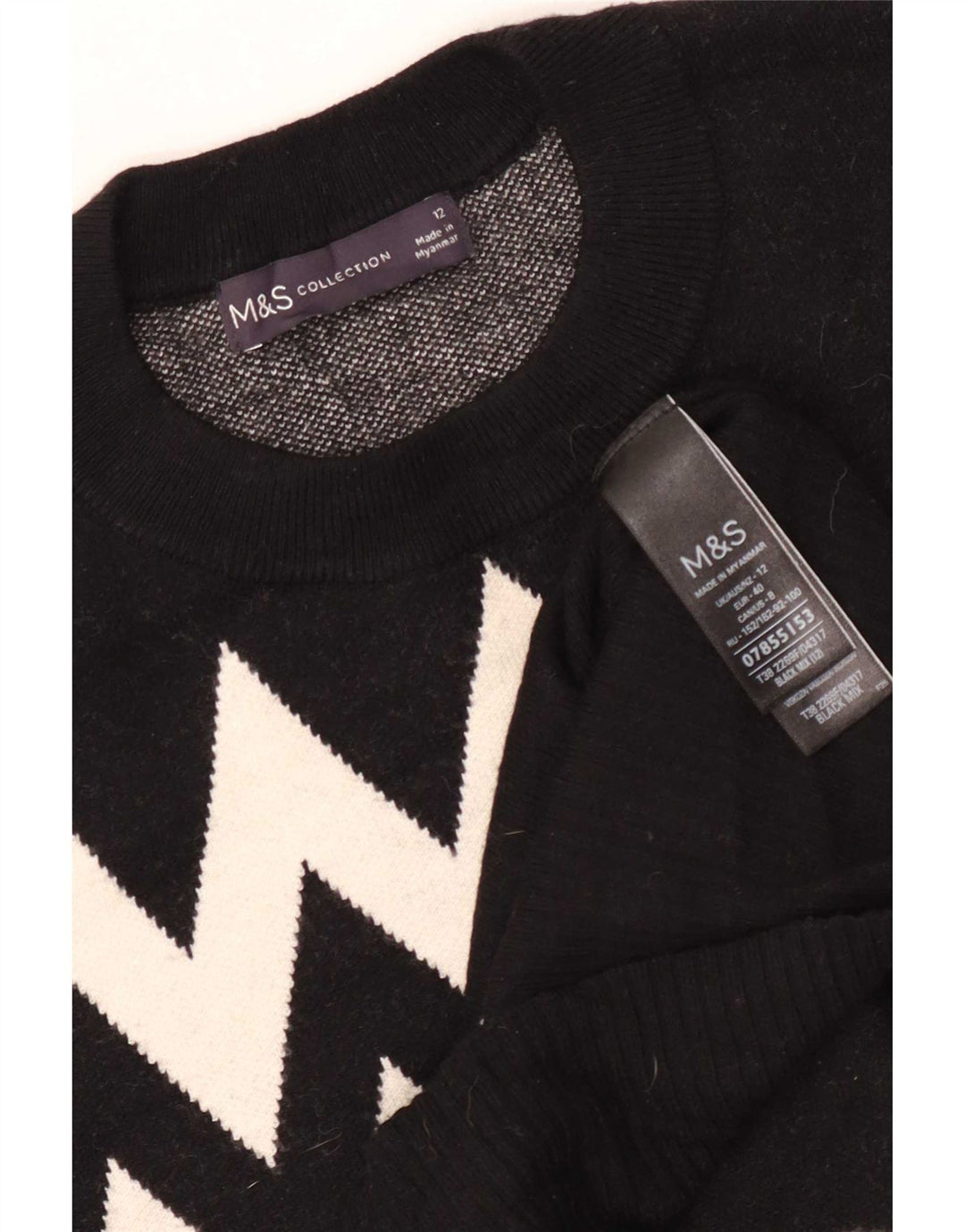 Marks & Spencer Pull à col rond pour femme UK 12 Noir moyen