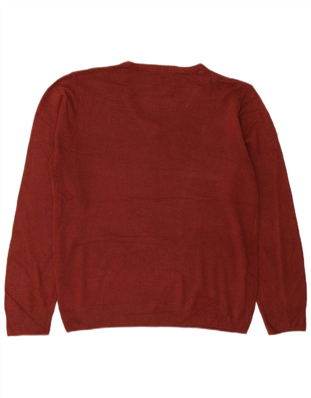 MARKS & SPENCER Mens V-Neck Jumper Sweater Large Maroon Acrylic