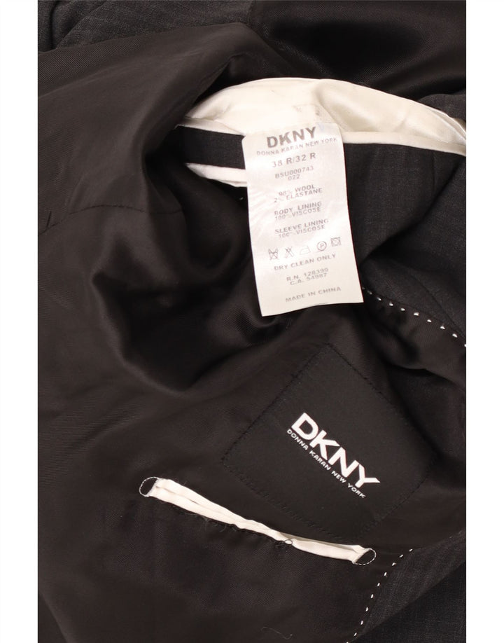 Dkny Veste blazer à 2 boutons pour homme UK 38 en laine à fines rayures gris moyen