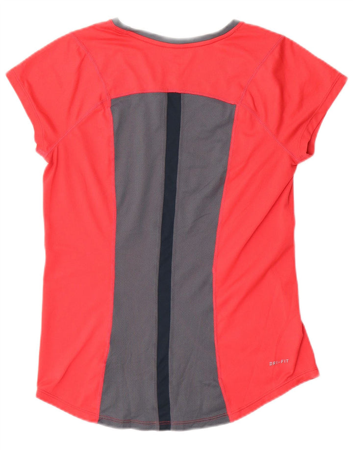 NIKE T-shirt Dri Fit pour femme UK 12 Rouge moyen Colourblock