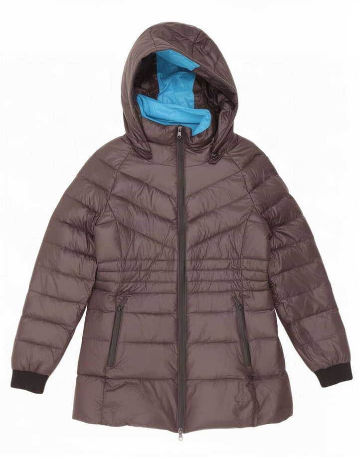 Byblos Veste matelassée à capuche pour femme UK 8 Small Nylon gris