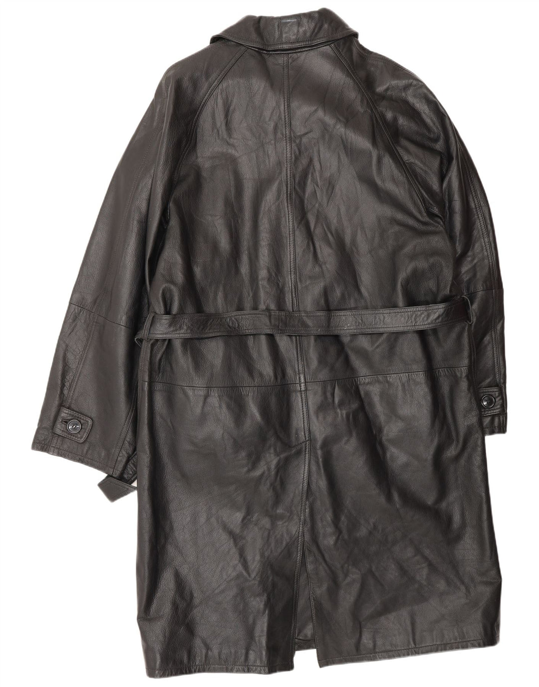 VINTAGE Manteau en Cuir Homme IT 52 XL Cuir Noir