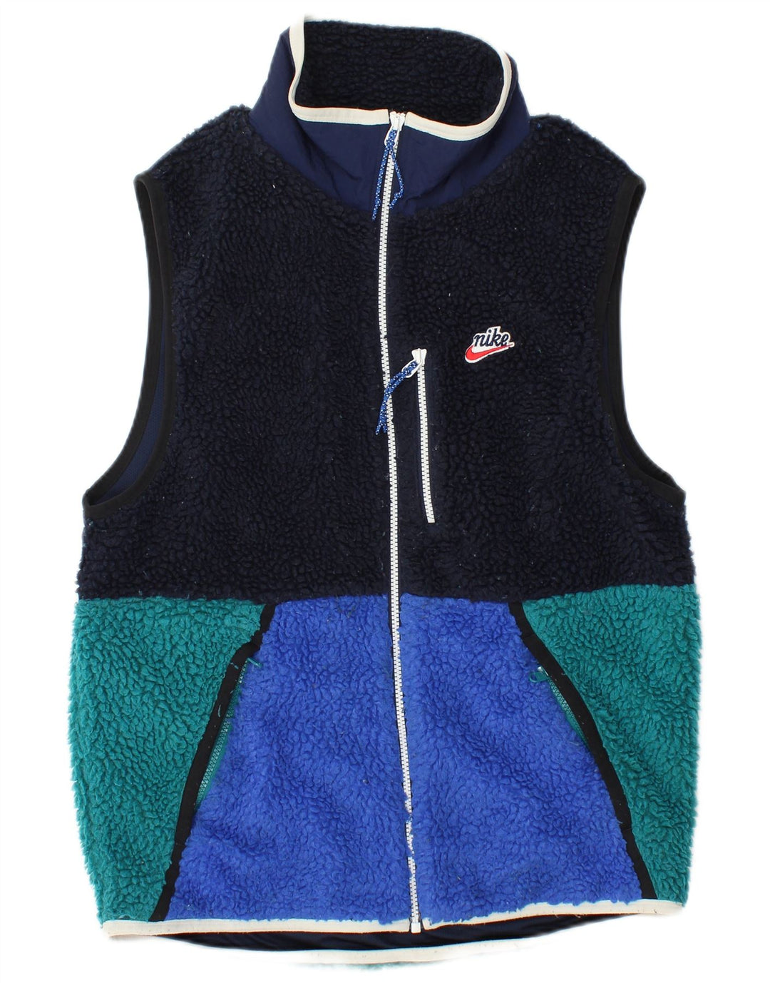 NIKE Gilet polaire pour homme UK 36 Petit Bleu marine Colorblock Polyester Sports
