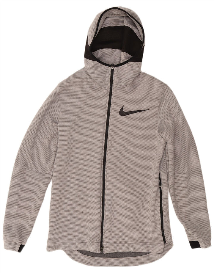 NIKE Pull à capuche zippé de basket-ball pour hommes Petit polyester gris