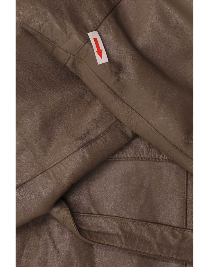 vintage Femme Regular Fit Veste IT 46 Grand Cuir Gris Classique