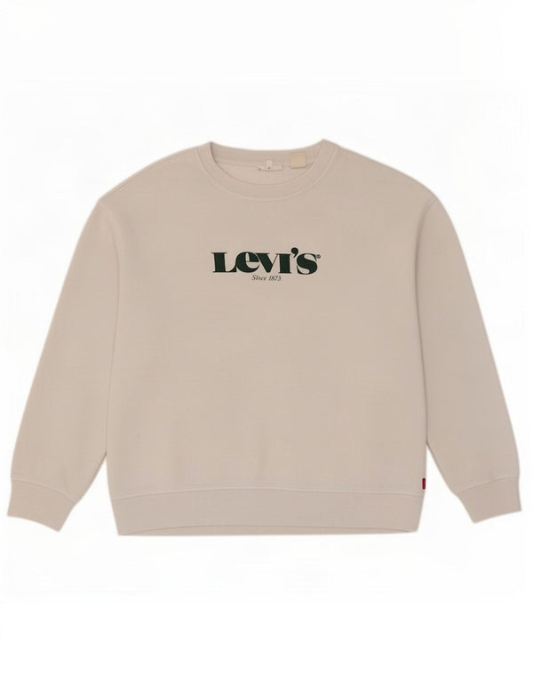 Levi's Sweat-shirt surdimensionné graphique pour femme UK 16 Large Blanc Coton