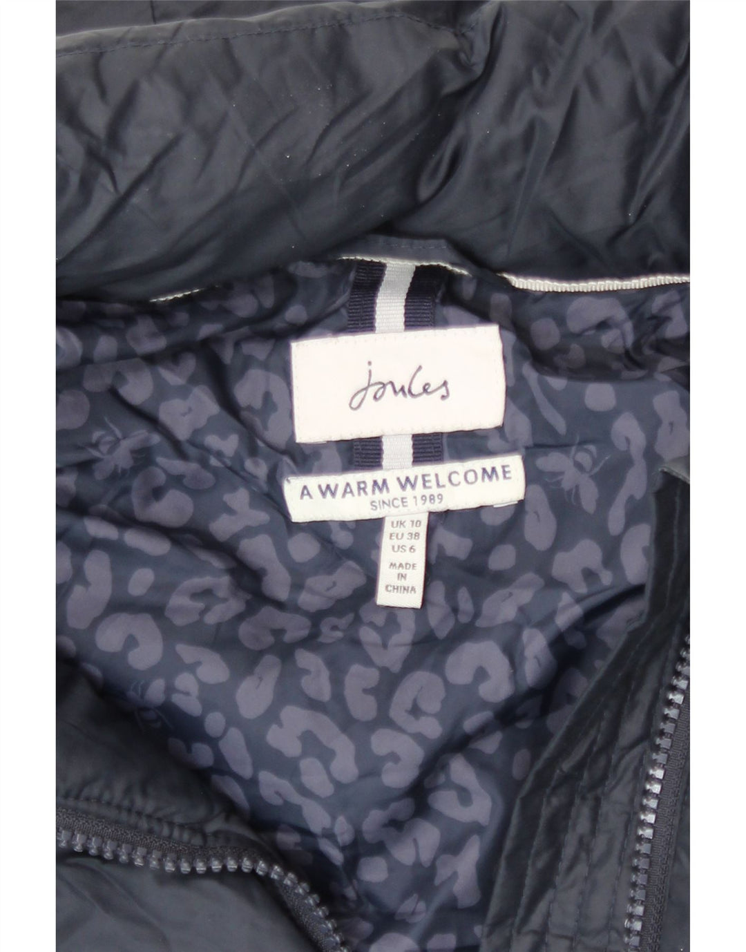 Joules Manteau matelassé surdimensionné à capuche pour femme UK 10 Small Bleu marine Polyester