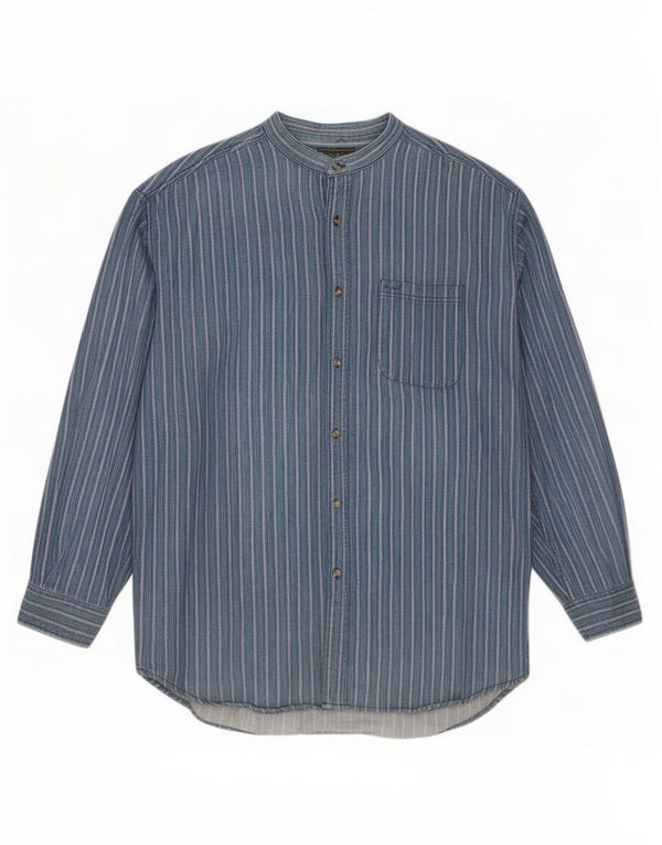 Croft & Barrow Chemise haute pour homme XL en coton à fines rayures bleues