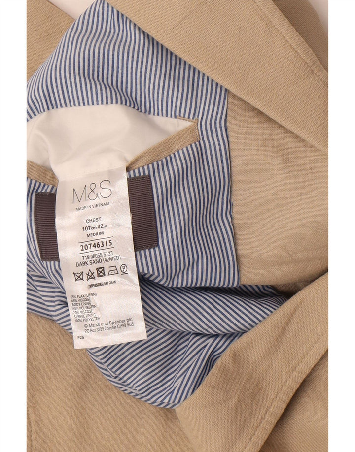 Marks & Spencer Veste blazer à 2 boutons pour homme UK 42 Grand lin beige