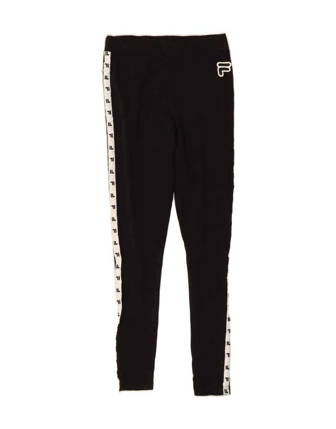 FILA Womens Graphic Leggings UK 10 Small Black Cotton Vintage Fila and Second-Hand Fila from Messina Hembry 