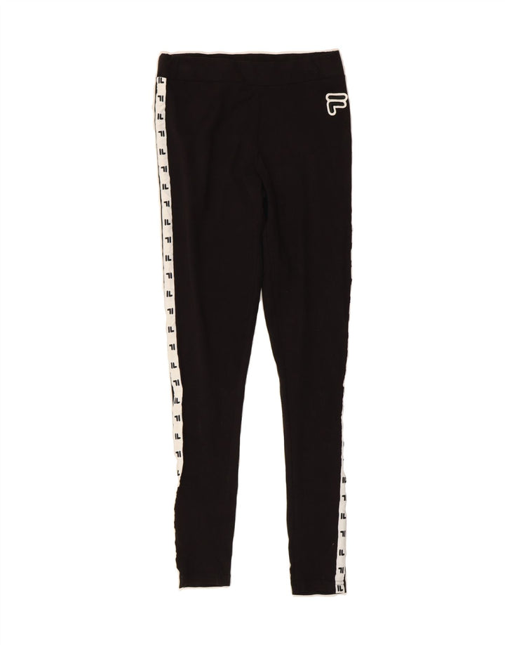 FILA Womens Graphic Leggings UK 10 Small Black Cotton Vintage Fila and Second-Hand Fila from Messina Hembry 