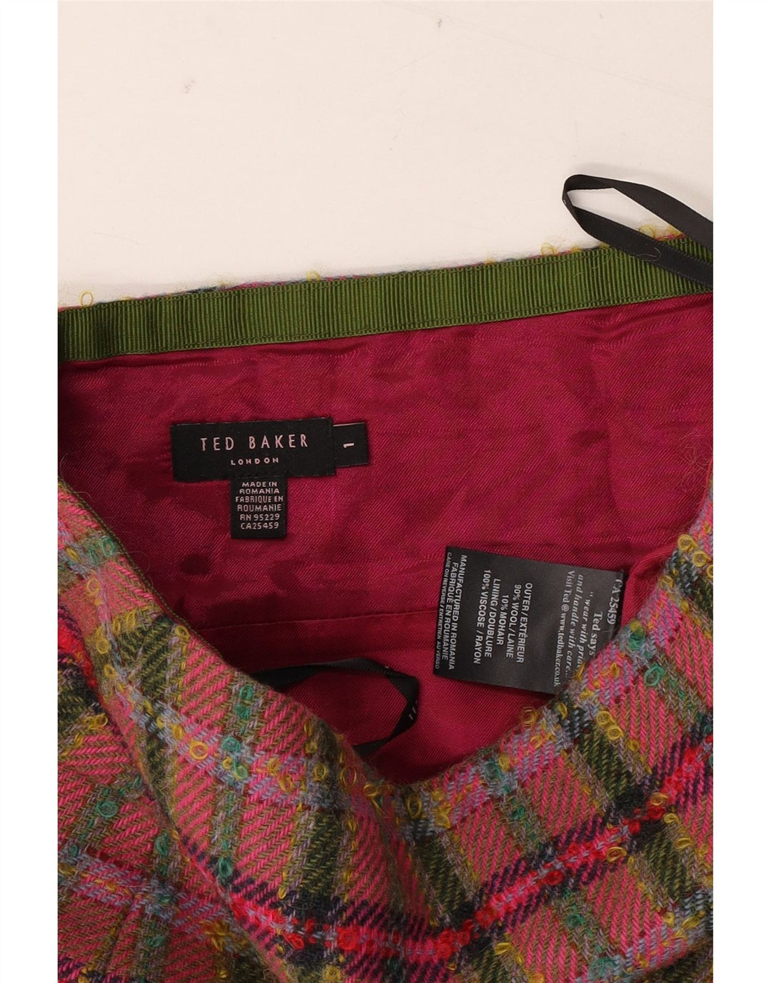 Ted Baker Mini jupe femme taille 1 XS W26 laine à carreaux multicolore
