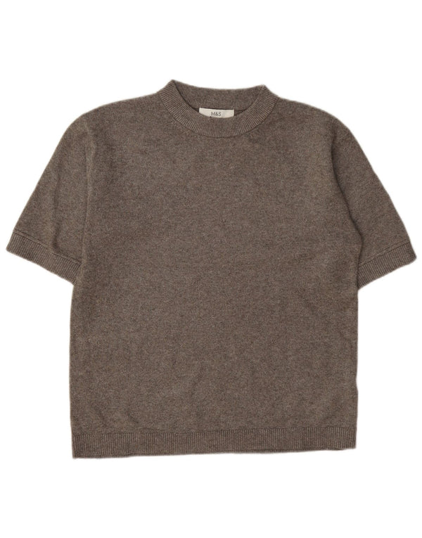 Marks & Spencer Pull à manches courtes et col rond pour femme UK 6 XS Gris