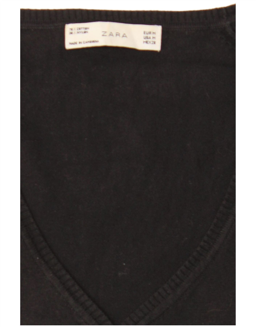 Zara Femme Cardigan Pull UK 12 Moyen Noir Coton