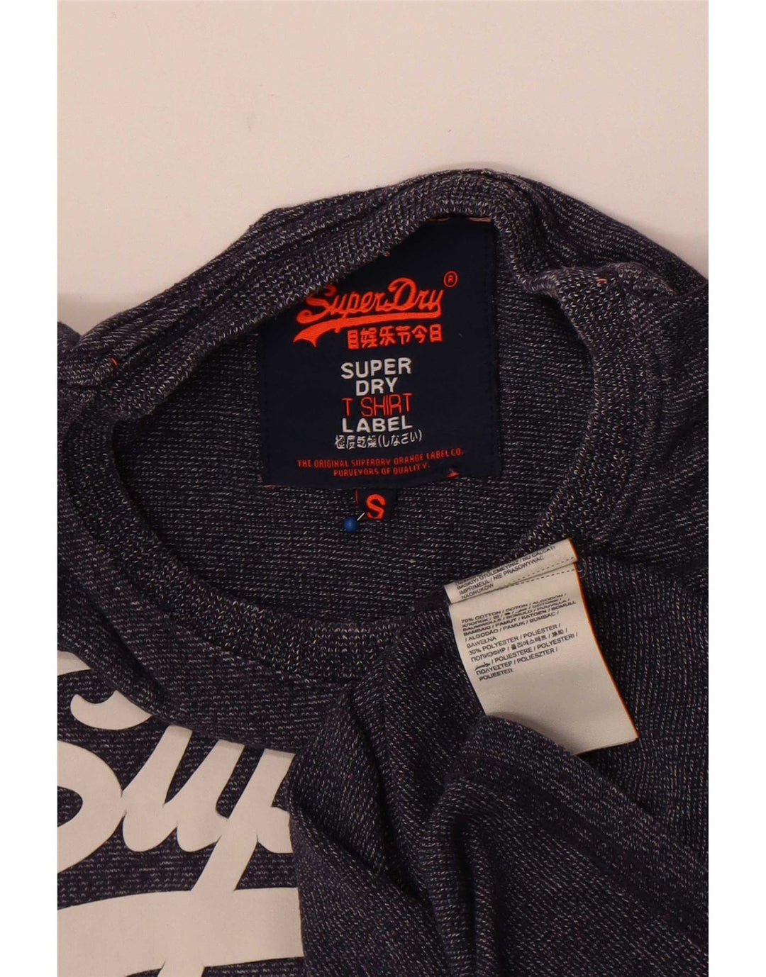 Superdry Homme T-Shirt Graphique Top Petit Bleu Marine Coton