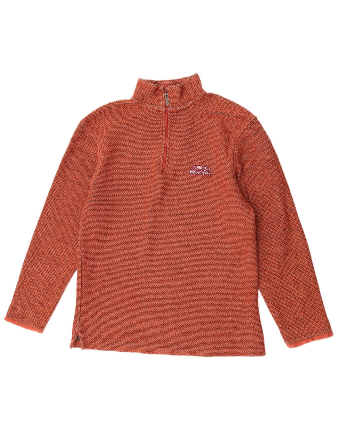 Weird Fish Sweat-shirt col zippé pour homme en coton orange moyen
