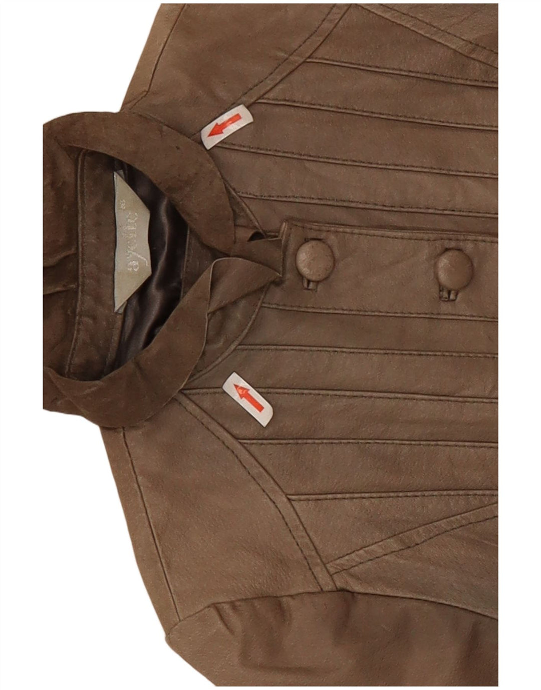 veste en cuir crop femme vintage UK 10 Petit Beige