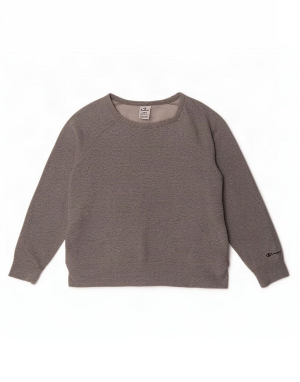 Champion Sweat-shirt court pour femme UK 16 Large Gris Coton
