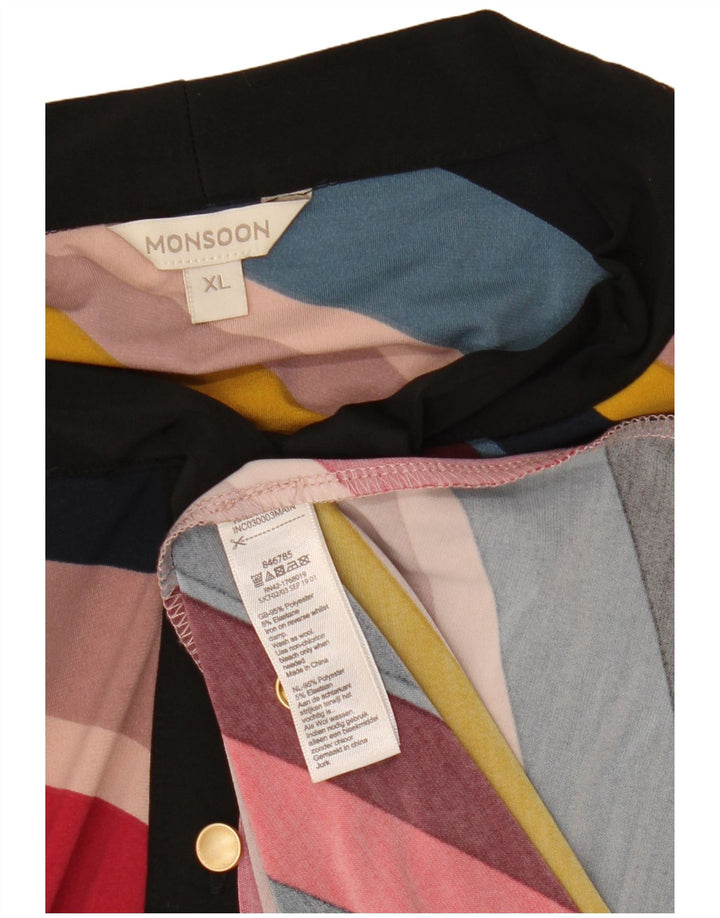 MONSOON Robe longue à nouer sur le devant pour femme UK 18 XL rayé multicolore
