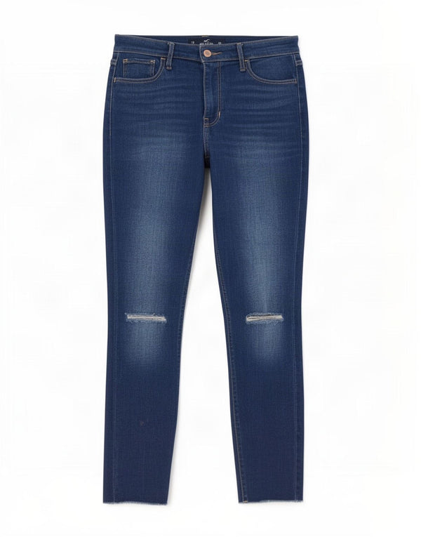 Hollister Jean skinny court en détresse pour femme US 7 Medium W28 L26 Bleu