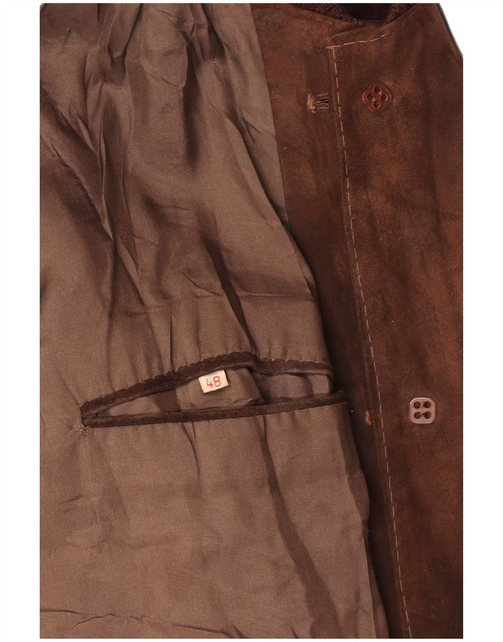 Veste Bomber En Daim Vintage Homme IT 48 Marron Moyen