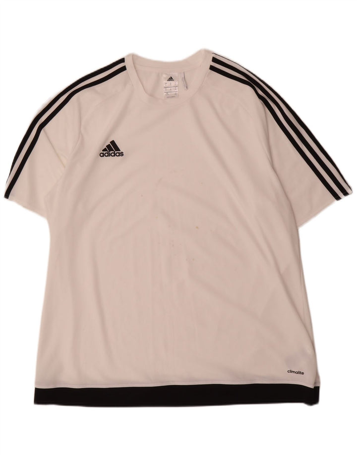 Adidas Climalite T-Shirt Top XL Blanc Colorblock Polyester
